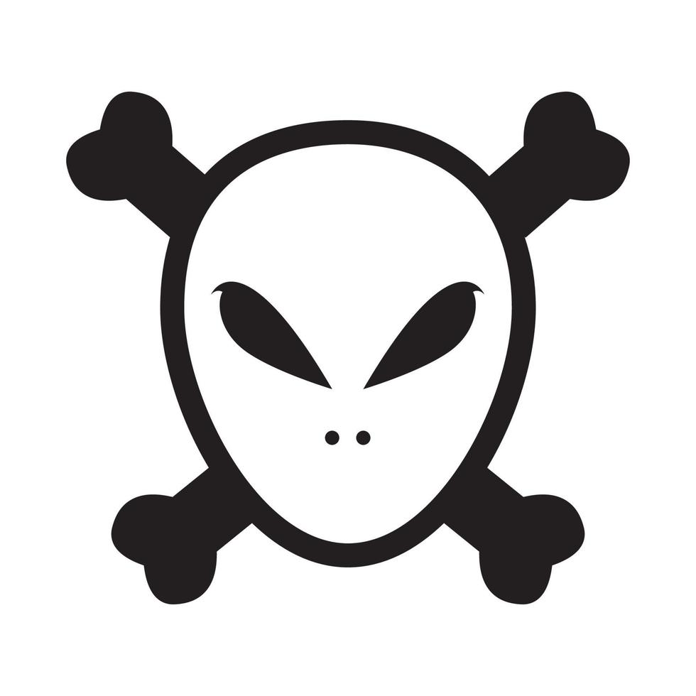 alieno con croce osso logo design grafico vettoriale simbolo icona illustrazione del segno idea creativa