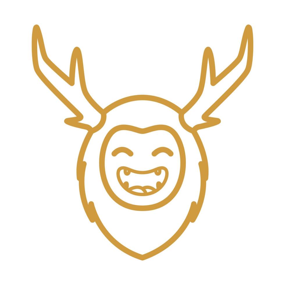 ridere faccia di cervo carino logo design vettore grafico simbolo icona segno illustrazione idea creativa