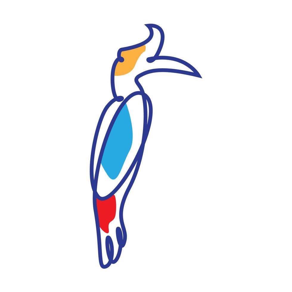 linee astratte arte colorato uccello bucero logo simbolo vettore icona illustrazione del design