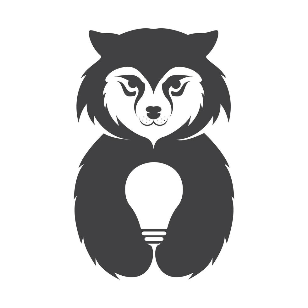 simpatico animale lupo con logo leggero simbolo icona illustrazione grafica vettoriale