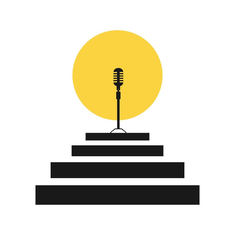 palco scale con microfono logo simbolo icona grafica vettoriale illustrazione idea creativa