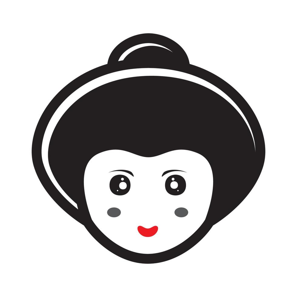 simpatico cartone animato viso giappone donna logo design grafico vettoriale simbolo icona segno illustrazione idea creativa
