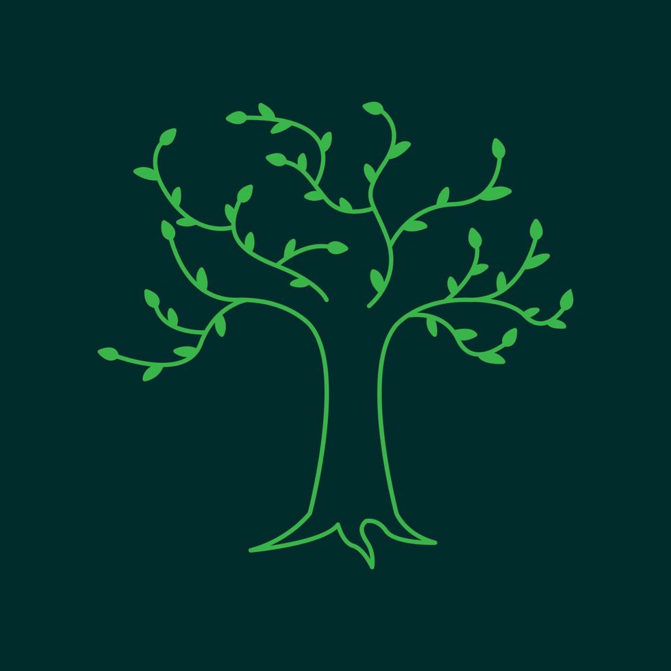 linee di alberi verdi con piccola foglia logo design vettore icona simbolo illustrazione