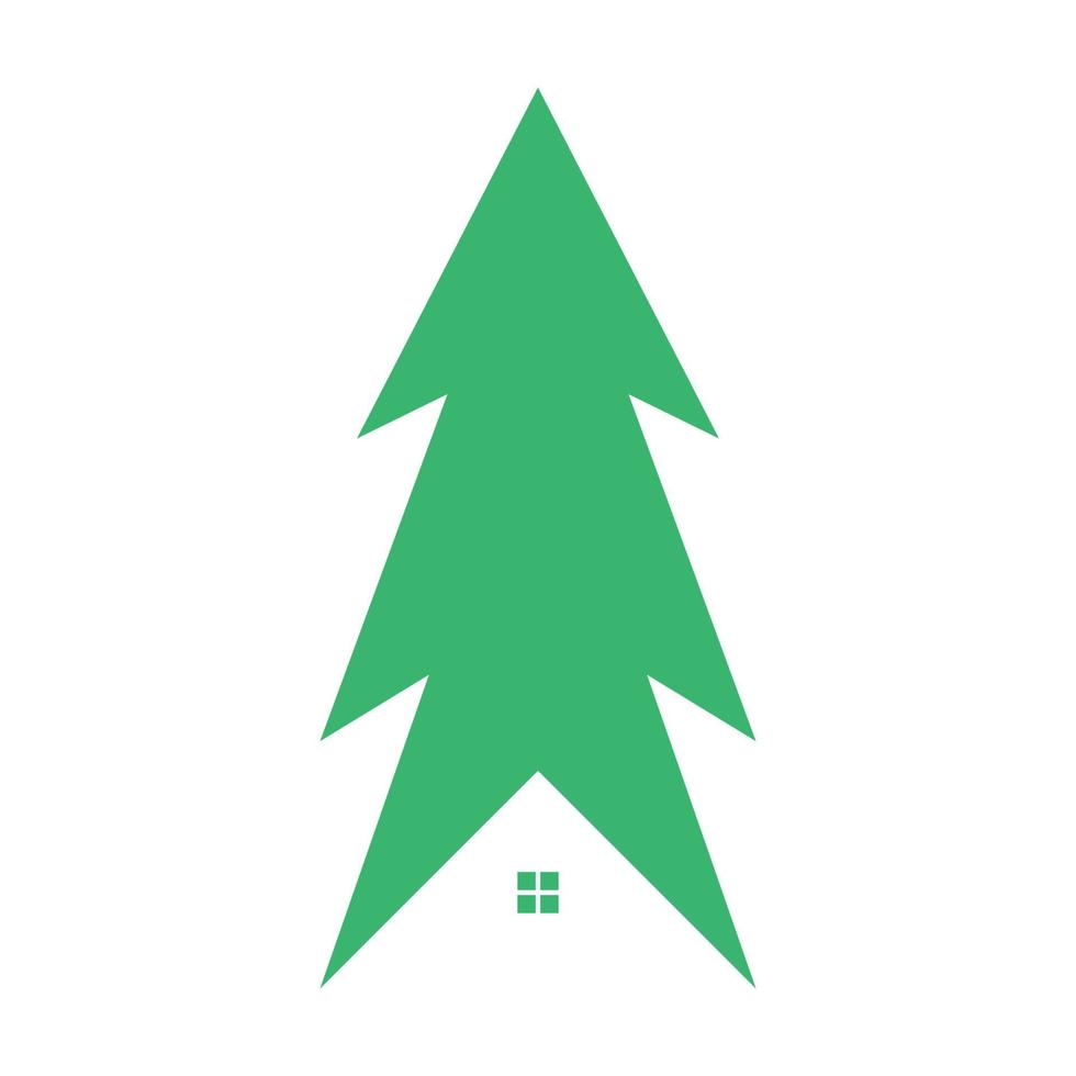 Pino ad albero piatto con logo domestico simbolo icona vettore illustrazione grafica