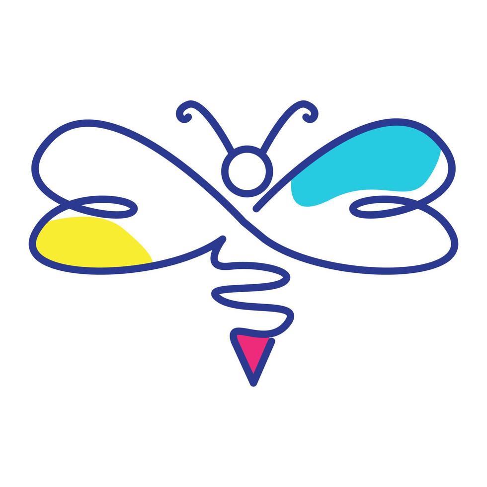 illustrazione dell'icona del simbolo del vettore del disegno del logo colorato dell'arte delle linee di volo della farfalla