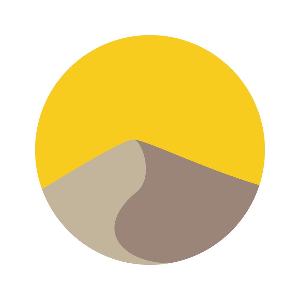 montagna piatta e moderna del deserto con illustrazione del simbolo dell'icona del vettore del logo del tramonto