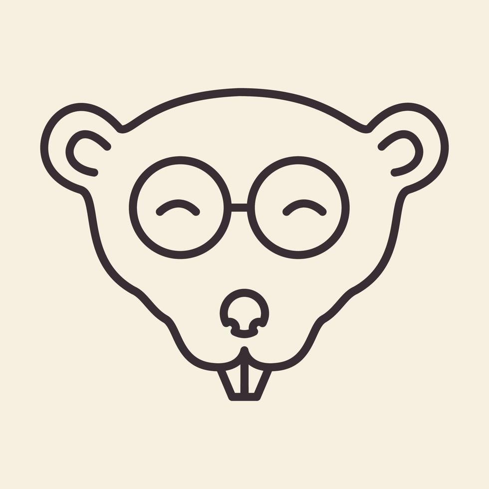 testa di ratto con occhiali da sole logo design icona simbolo illustrazione vettoriale
