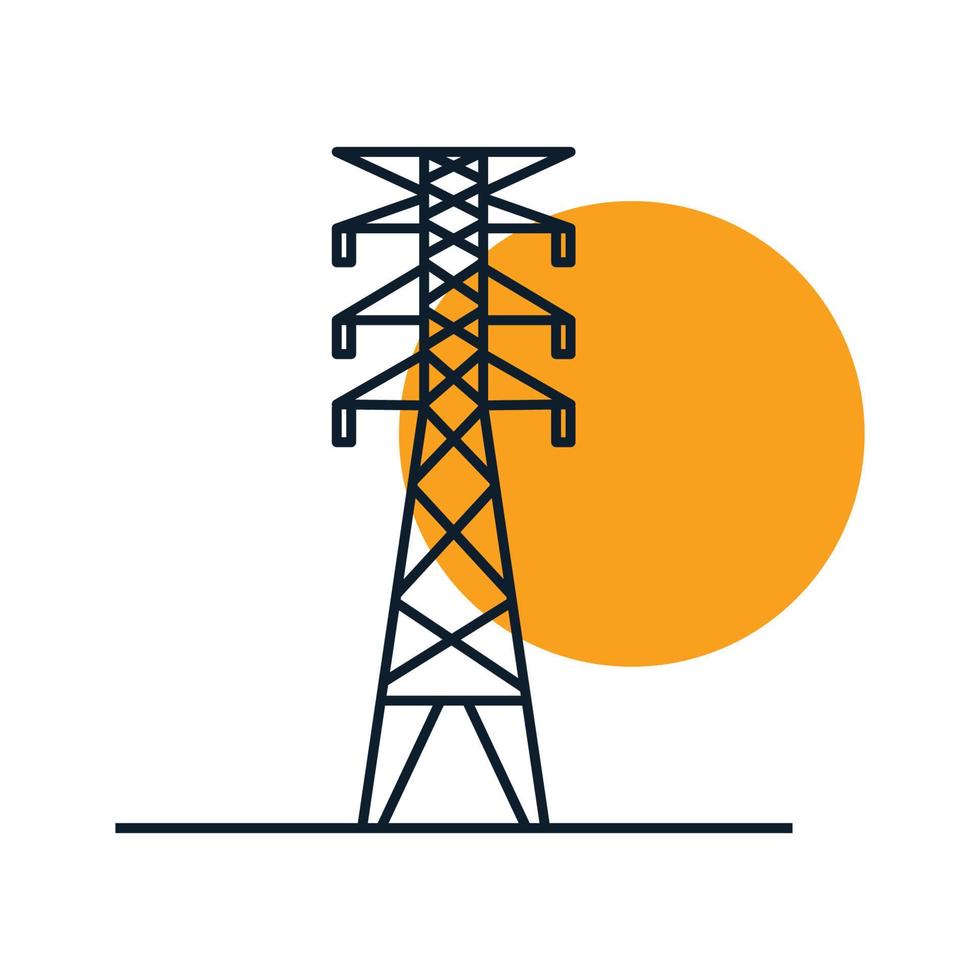 illustrazione dell'icona di vettore del logo minimalista della linea della torre elettrica