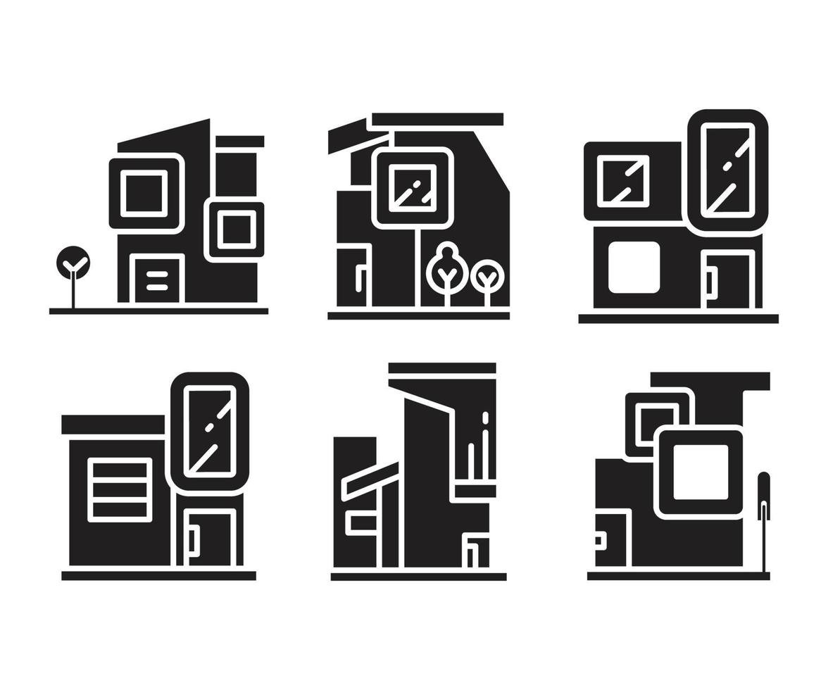 illustrazione di vettore delle icone di stile di architettura moderna della costruzione