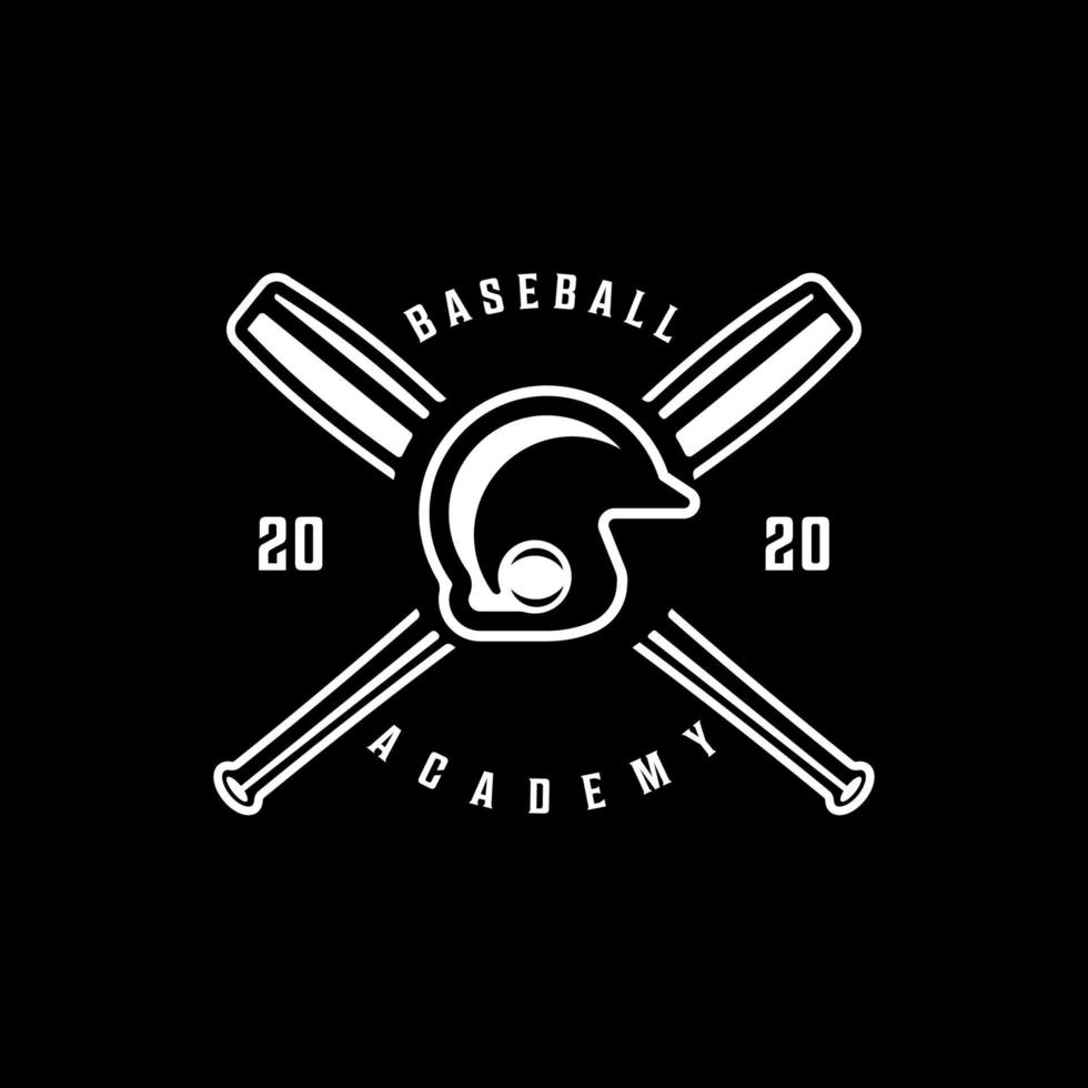 logo baseball vintage illustrazione vettoriale modello icona graphic design. sagoma di sport simbolo retrò mazza palla e casco per club professionistico e accademia con tipografia