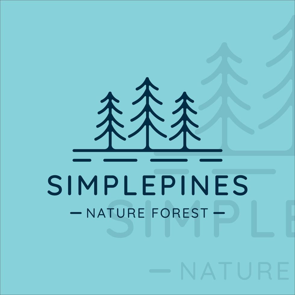 semplice albero di pini logo line art illustrazione vettoriale modello icona graphic design. pino simbolo della natura concetto minimalista