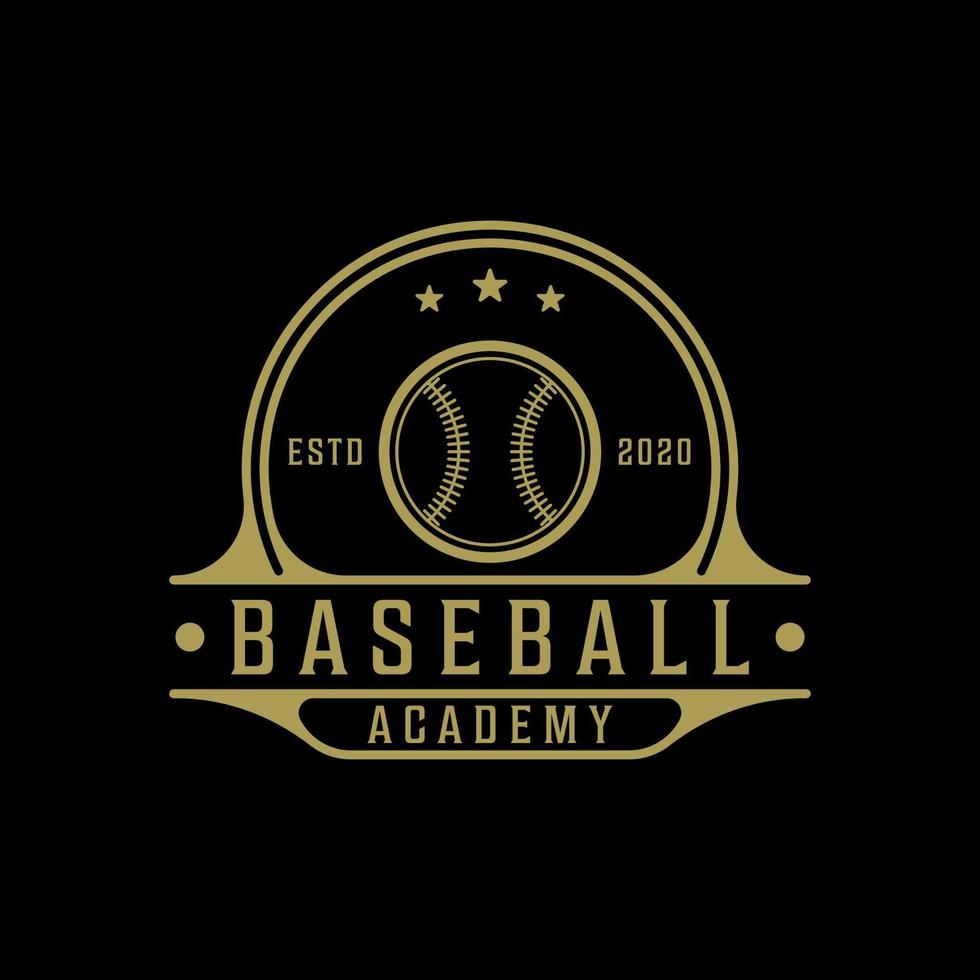 logo baseball vintage illustrazione vettoriale modello icona graphic design. silhouette sportiva con emblema retrò palla e pipistrello per club professionistico e accademia con tipografia distintivo