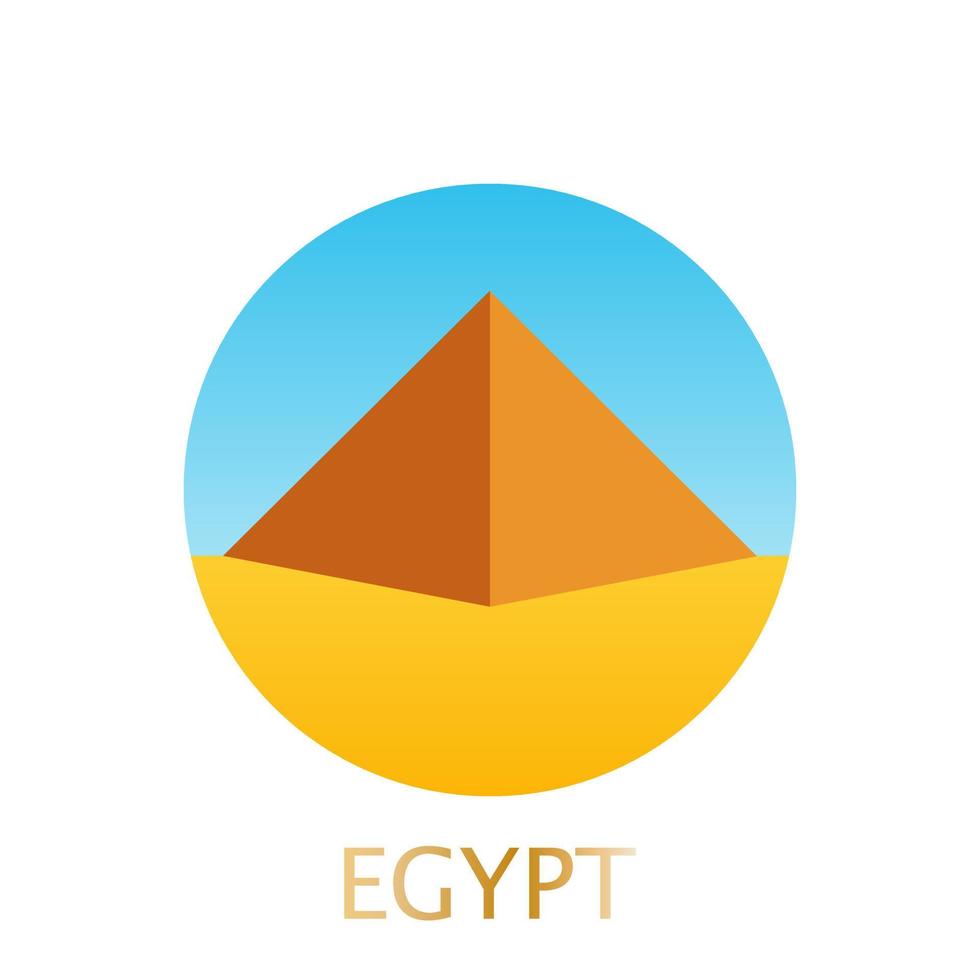 logo della piramide egizia con sabbia gialla e cielo blu vettore