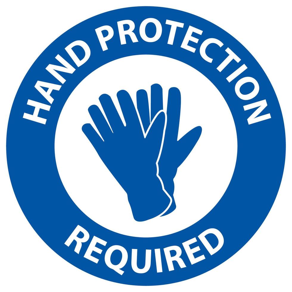 notare la protezione delle mani richiesta segno su sfondo bianco vettore