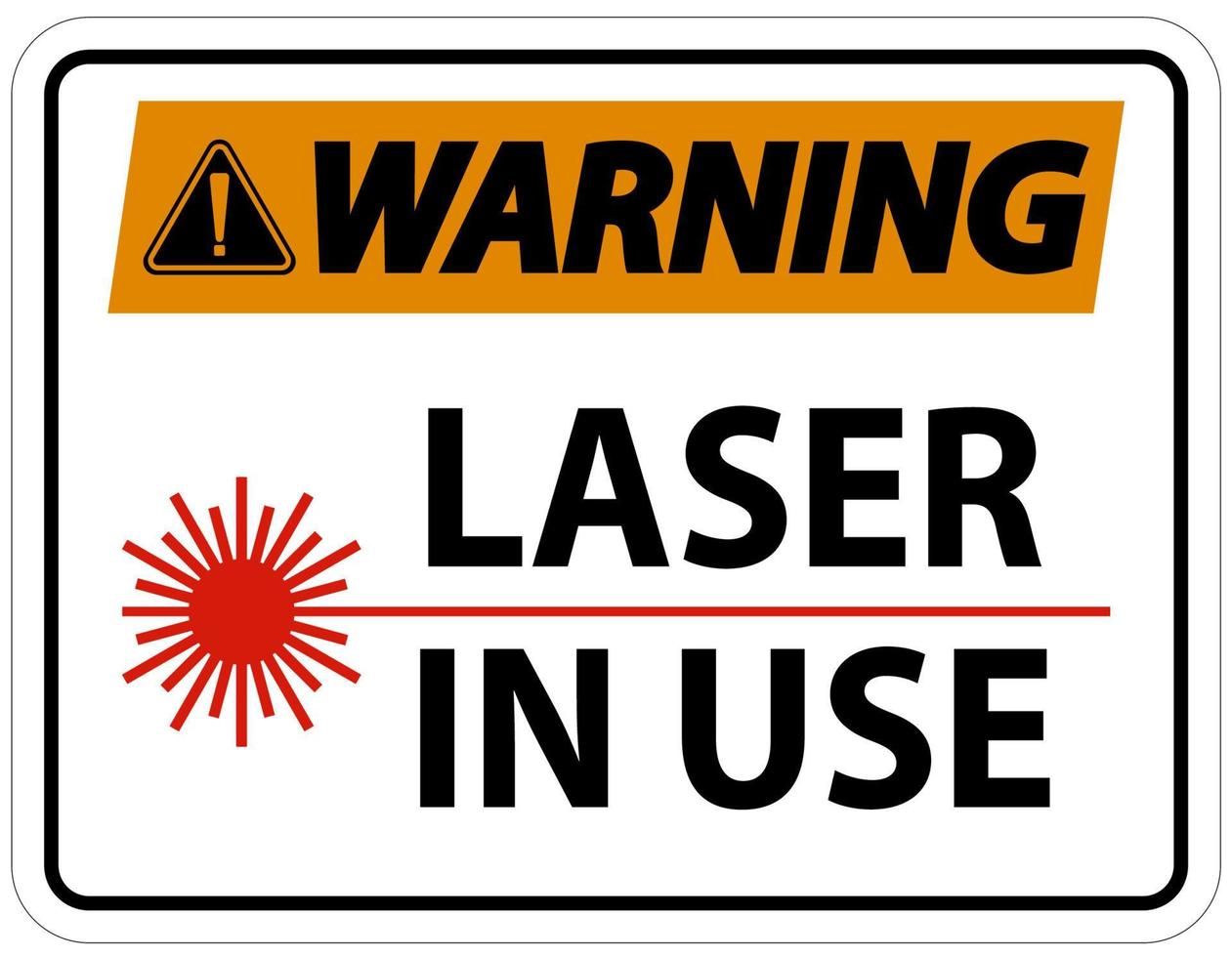 segnale di avvertimento laser in uso simbolo su sfondo bianco vettore