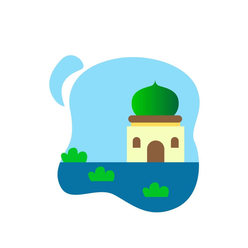illustrazione della moschea in stile piatto e colorato. design per feste ramadan e islamiche. vettore