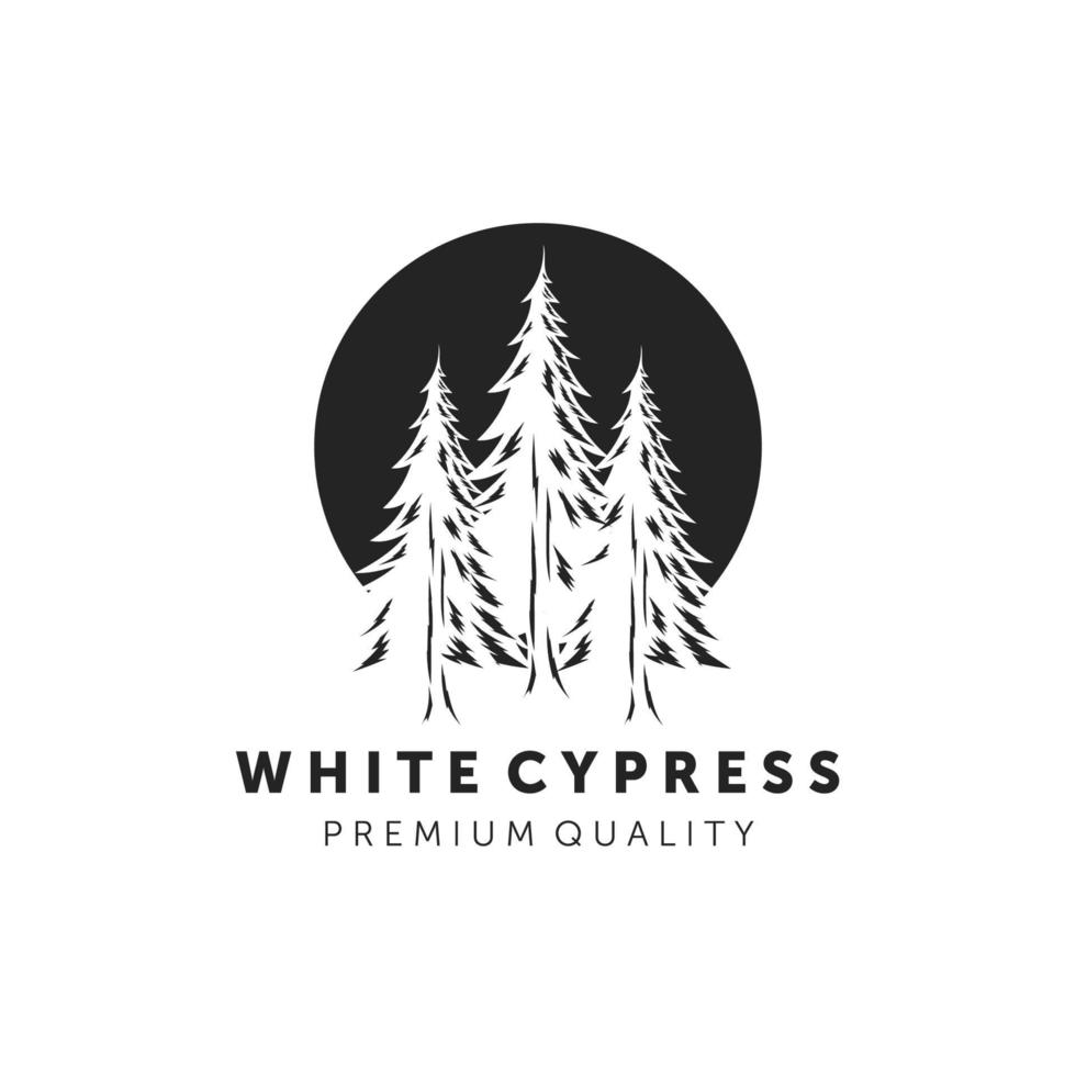 cipresso bianco logo line art illustrazione vettoriale design