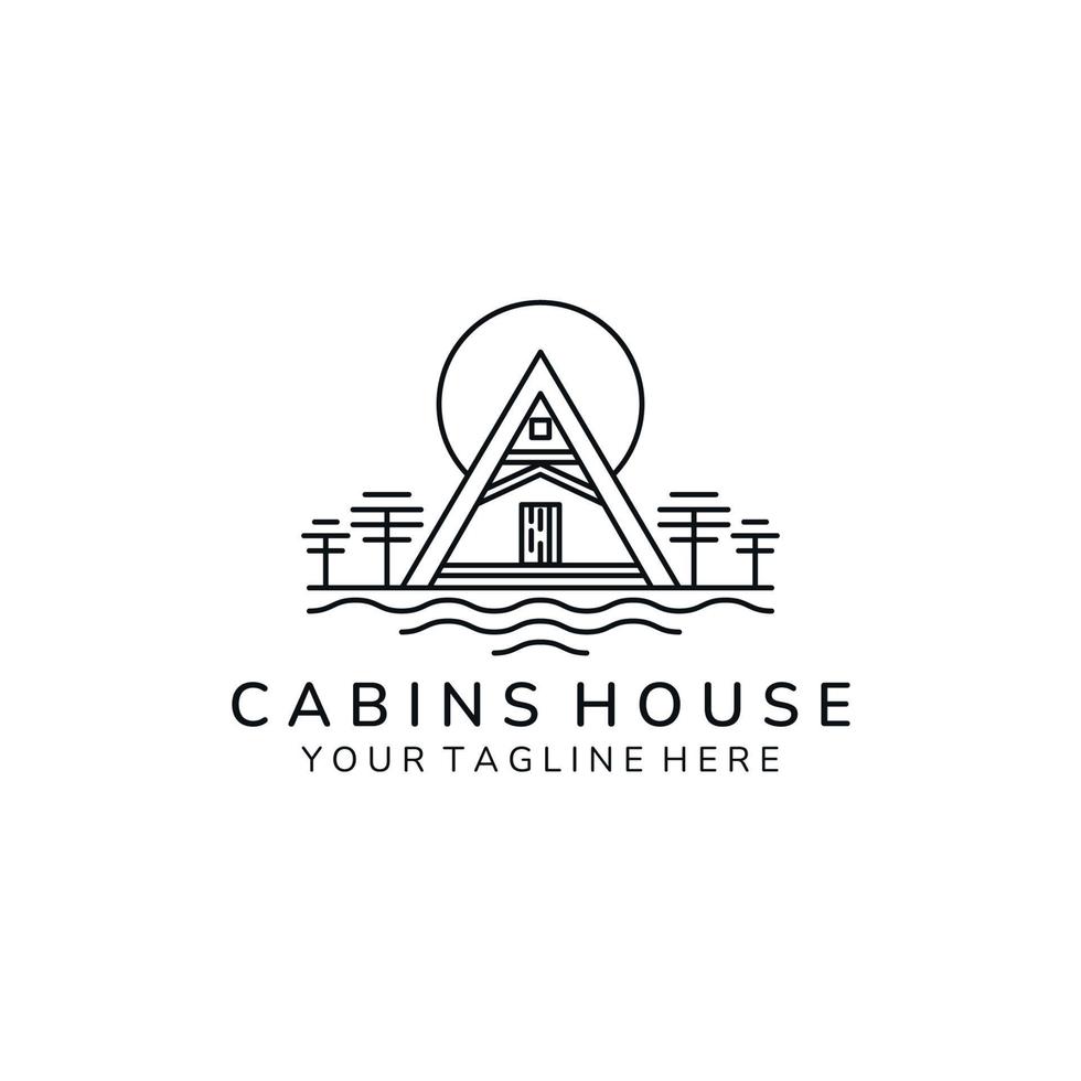disegno del modello dell'illustrazione di vettore dell'icona del logo minimalista della casa della cabina. design del modello di logo cottage, lodge, capanna