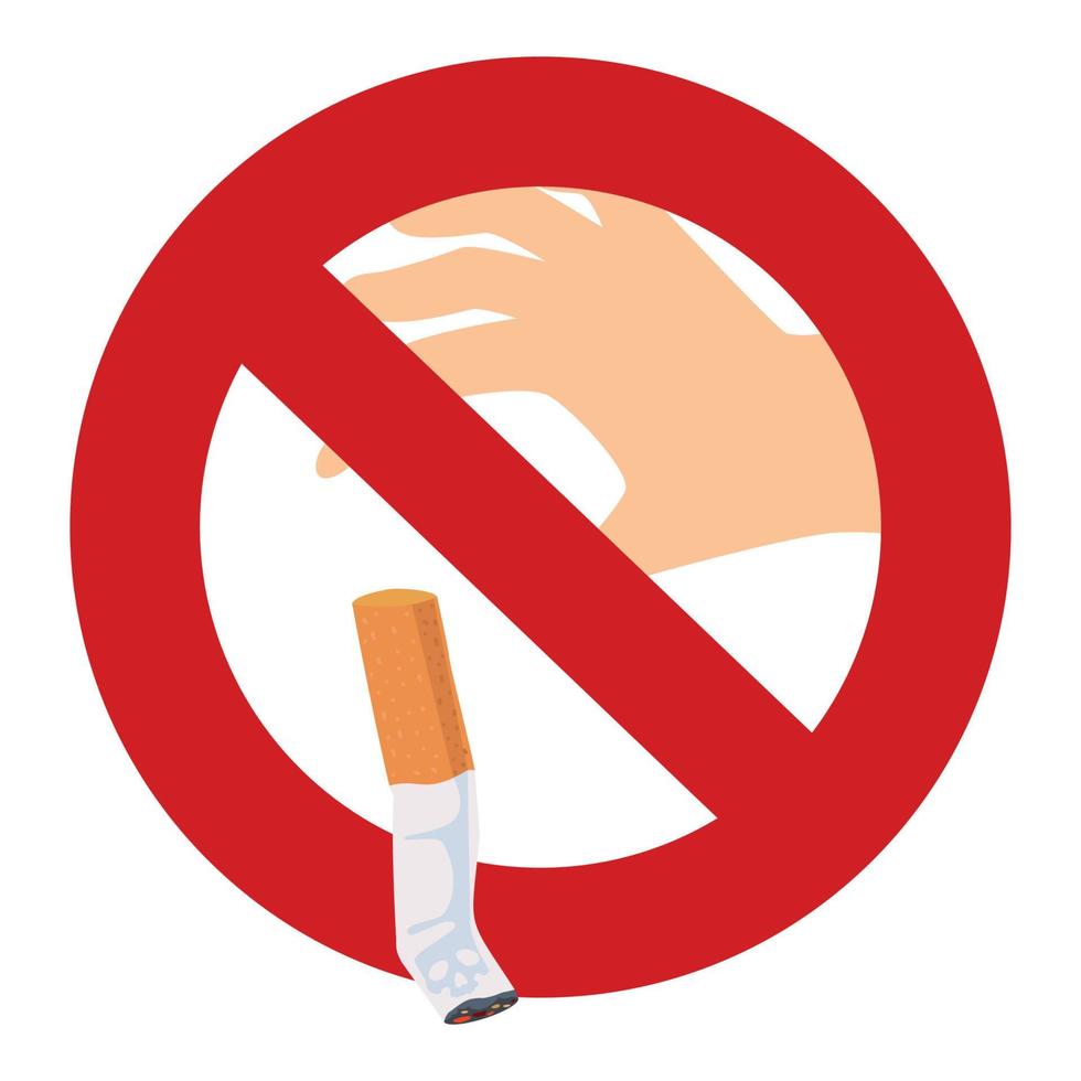 icona del segno di non fumare mozzicone di sigaretta vettore