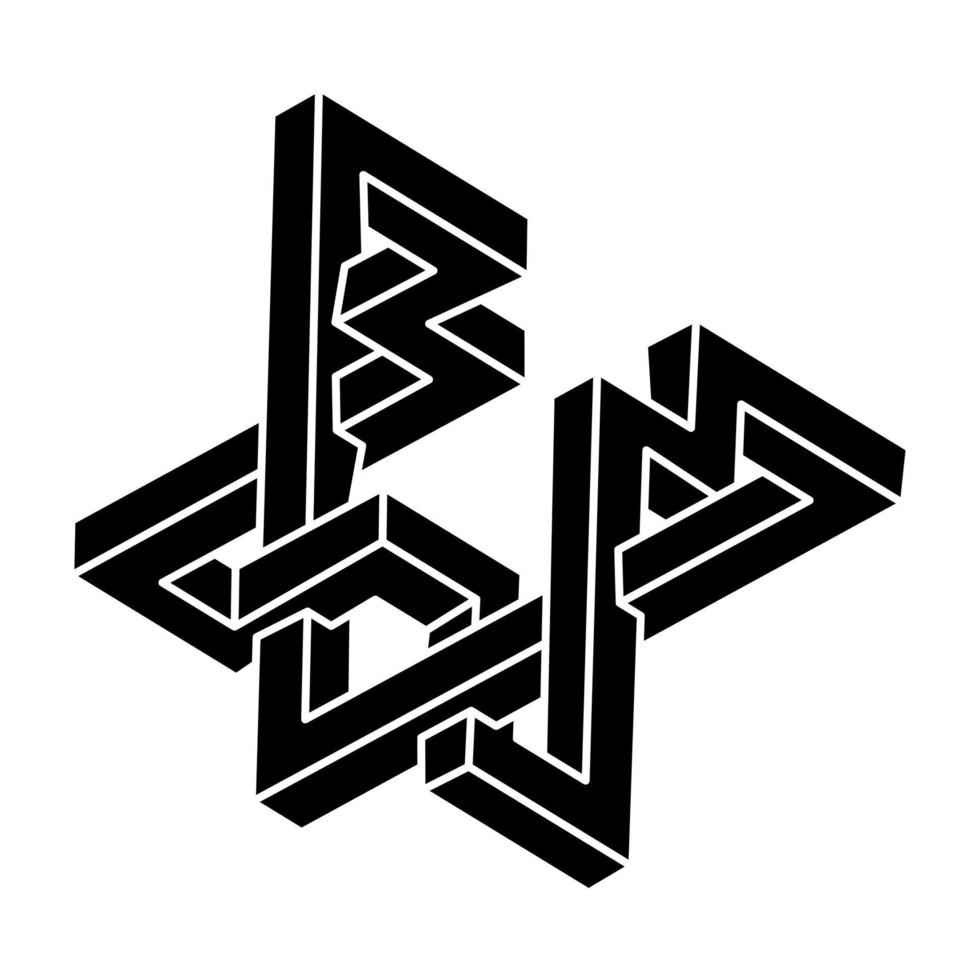 design del logo a forma impossibile, oggetto di illusione ottica. arte ottica. figura geometrica. vettore