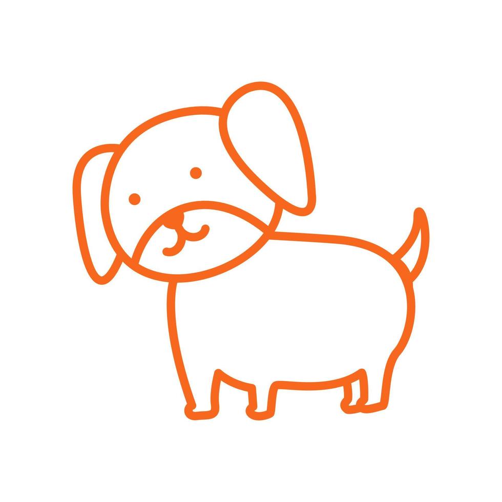 beagle cane bambini linea simpatico cartone animato logo illustrazione vettoriale