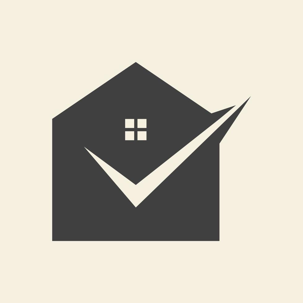 casa con segno di spunta hipster logo vintage simbolo icona grafica vettoriale illustrazione idea creativa