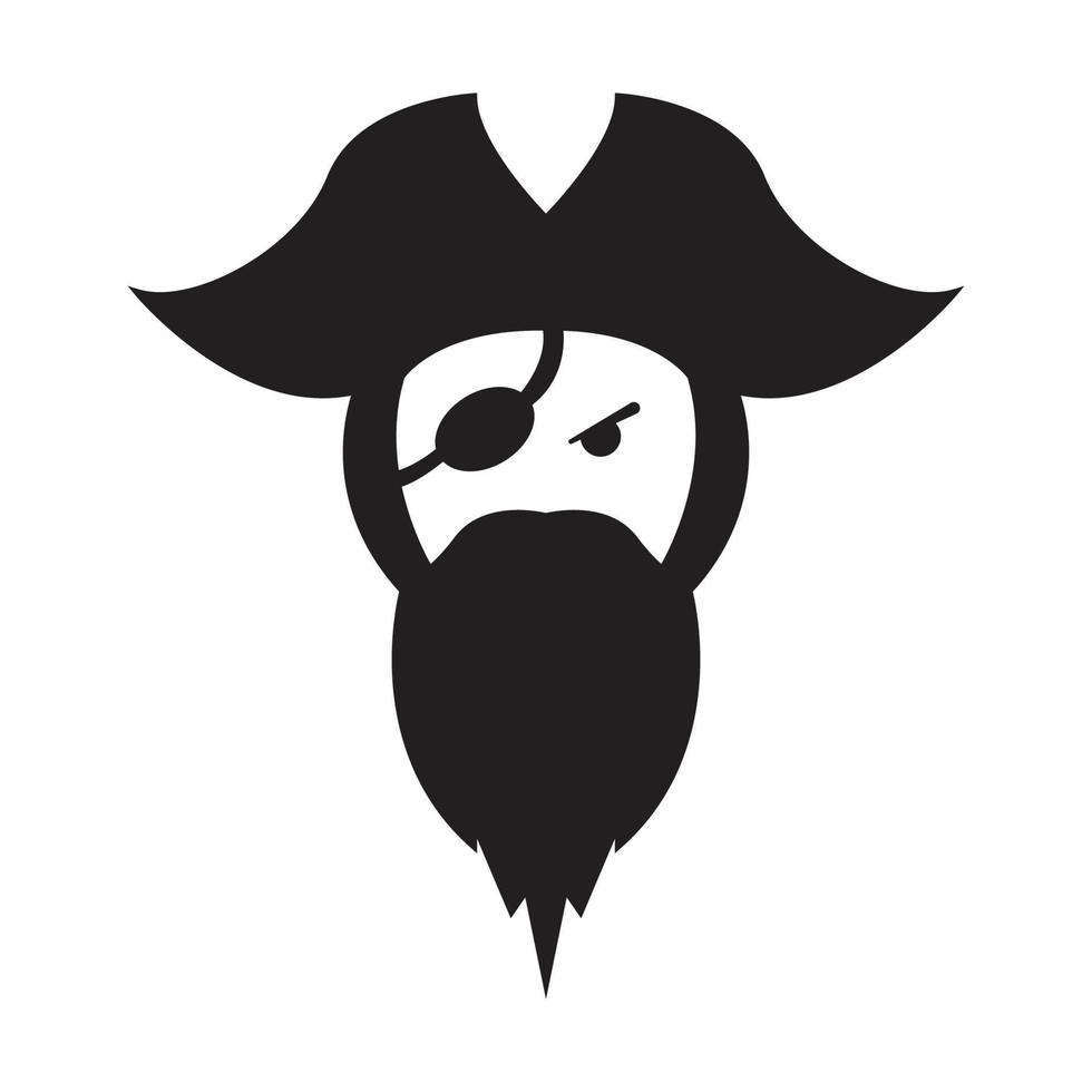 carino uomo testa pirati barba logo vettore simbolo icona design illustrazione