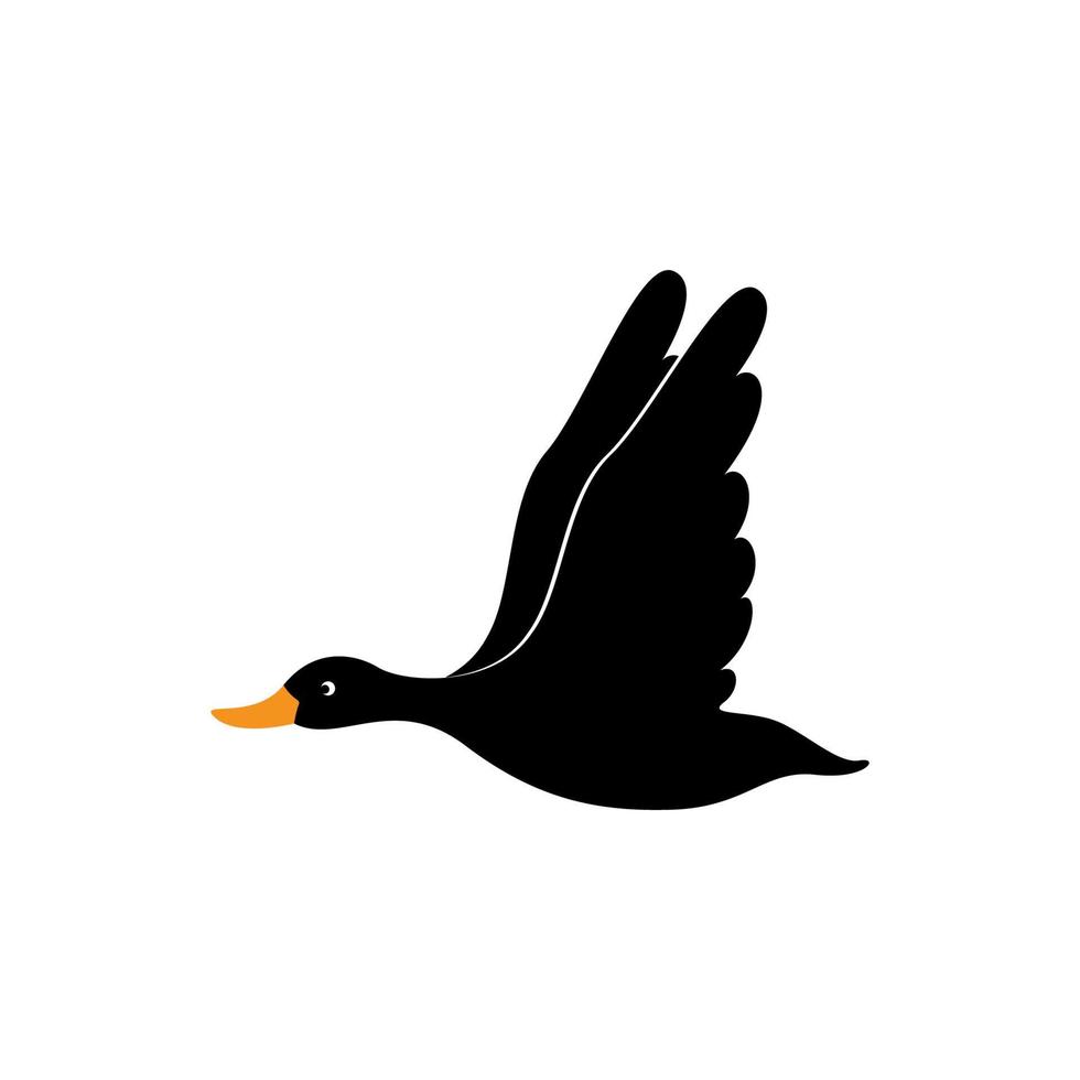 disegno dell'illustrazione dell'icona di vettore del logo moderno dell'oca o del cigno della siluetta