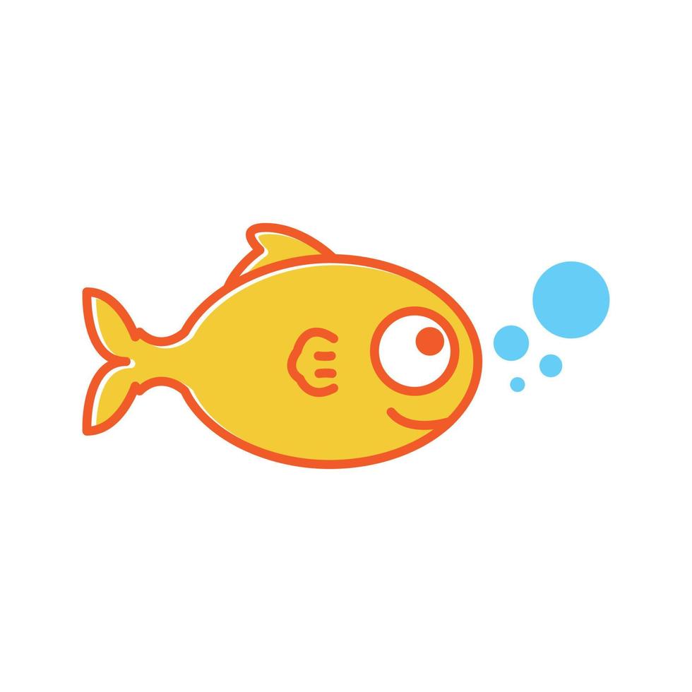 animale piccolo pesce arancione simpatico cartone animato logo design icona vettore simbolo illustrazione