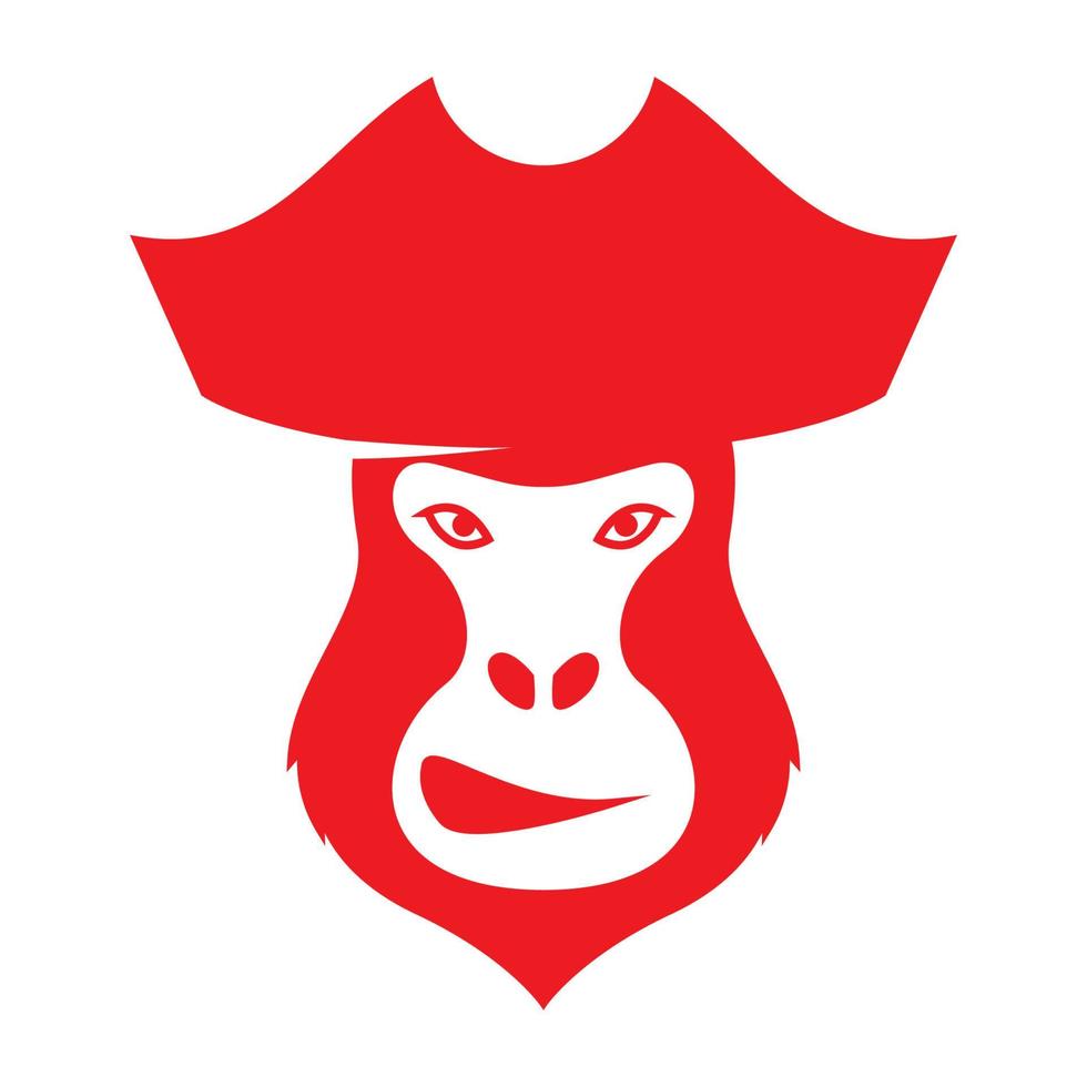 Cartoon gorilla pirates logo vintage simbolo icona vettore illustrazione grafica
