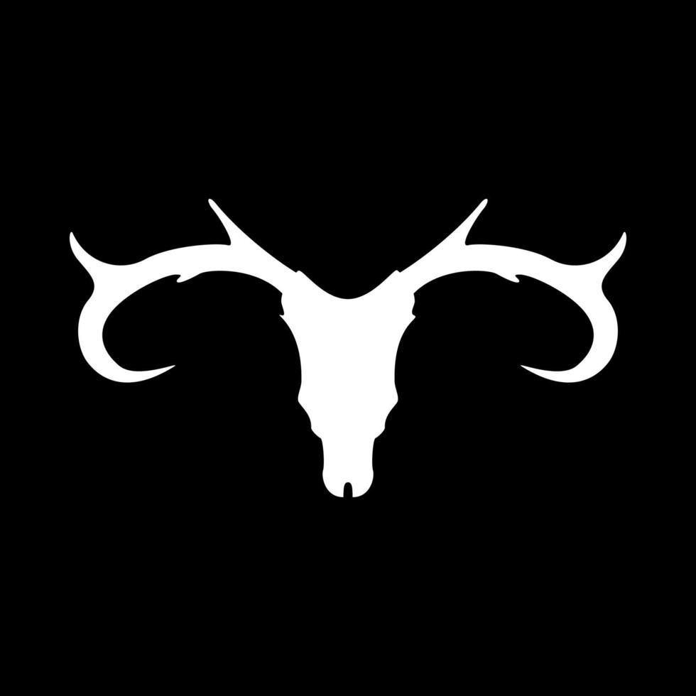 testa corno di cervo teschio silhouette logo design icona vettore simbolo illustrazione