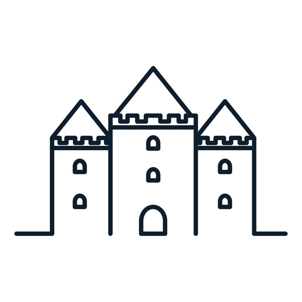 disegno dell'illustrazione dell'icona del vettore del logo della costruzione del castello della linea di contorno