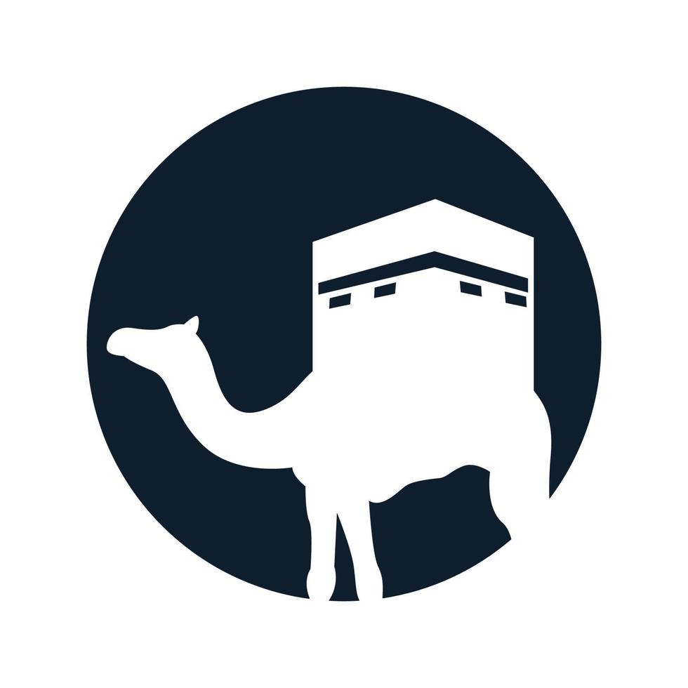 cammello con disegno di illustrazione vettoriale logo kaaba
