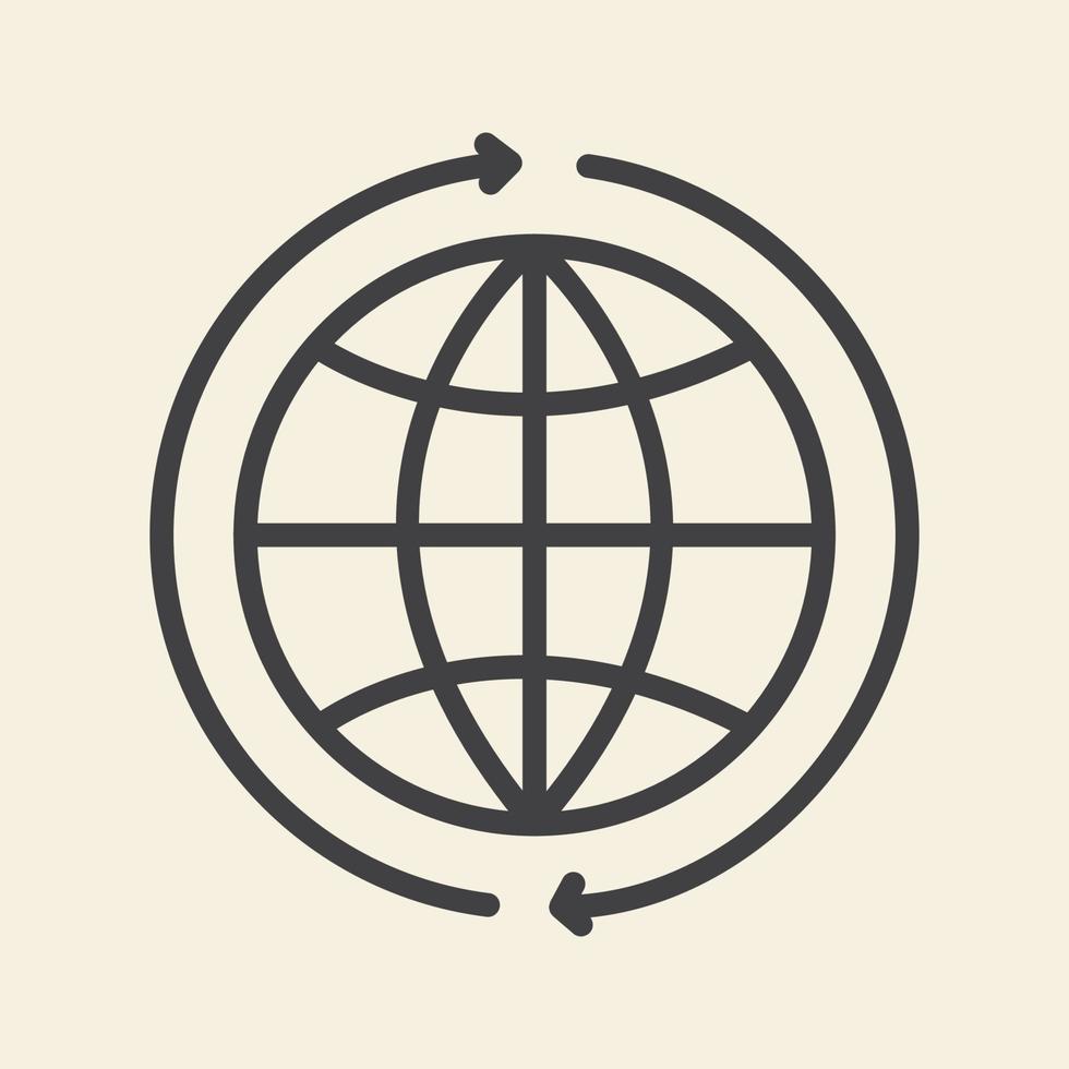 linea mondiale del globo universale con frecce arrotondate logo simbolo icona illustrazione grafica vettoriale