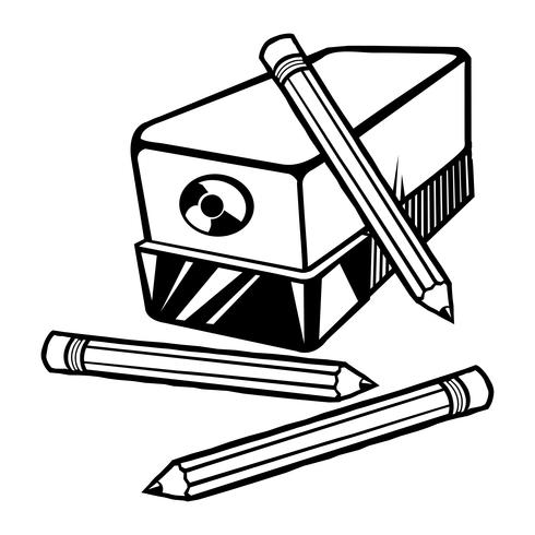 Illustrazione vettoriale di un temperamatite elettrico con matite.