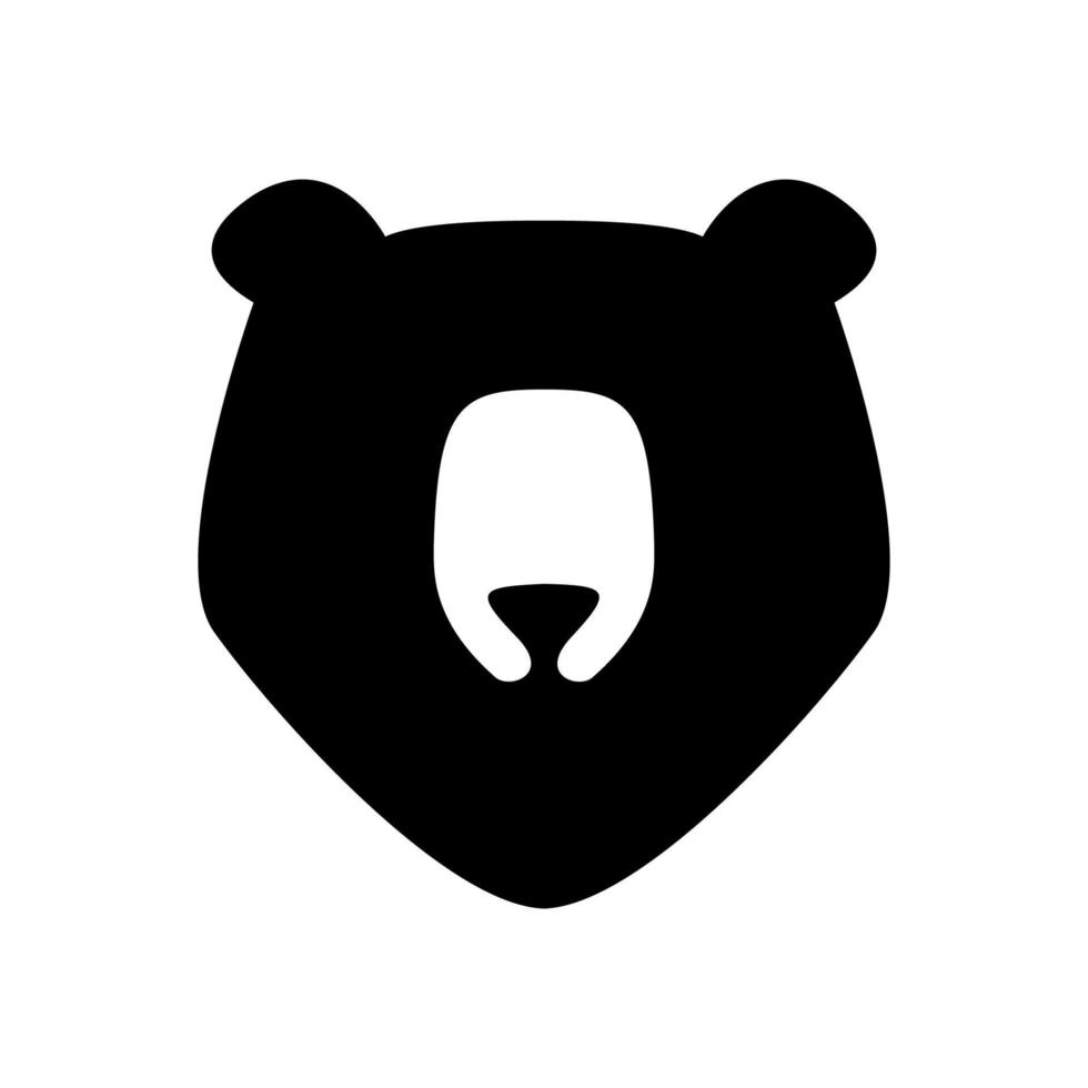 orso grizzly o orso miele o orso polare testa viso silhouette logo design icona vettore