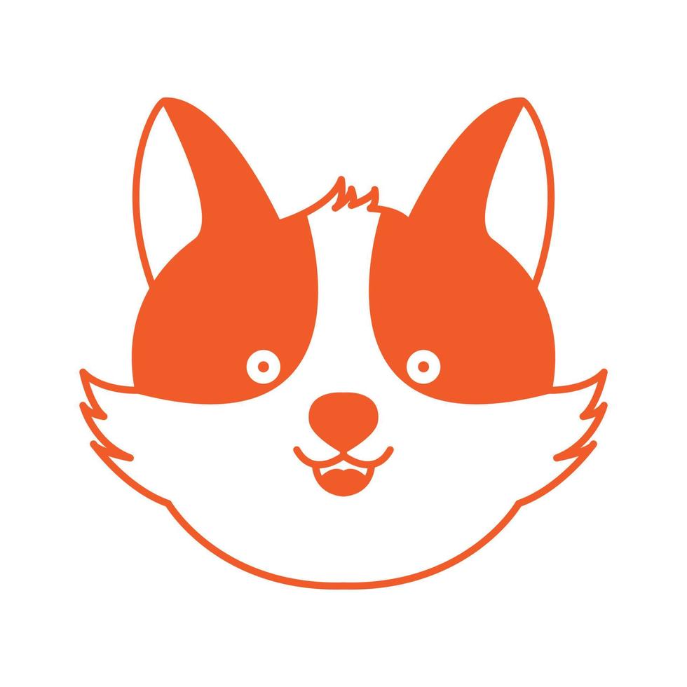 gatto o gattino o gattino o testa di animale domestico faccia arancione simpatico cartone animato logo illustrazione vettoriale design
