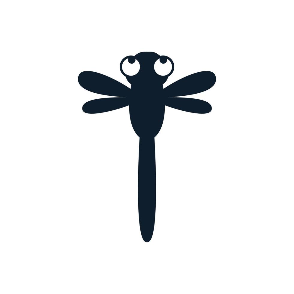 disegno dell'illustrazione dell'icona del vettore del logo del fumetto nero delle libellule degli insetti degli animali