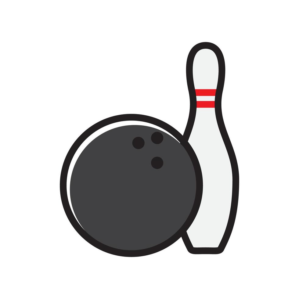 illustrazione del simbolo dell'icona del vettore del design del logo colorato della linea di bowling della palla e del perno