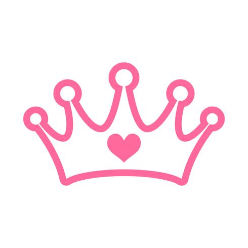 Corona rosa principessa della corona con gioielli cuore vettore