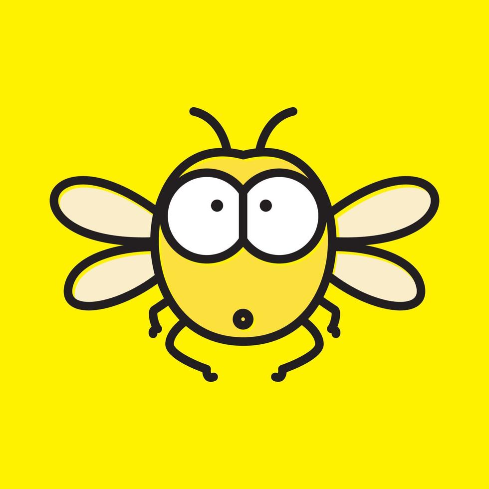 animale insetto piccola ape gialla cartone animato carino mosca logo design icona vettore simbolo illustrazione
