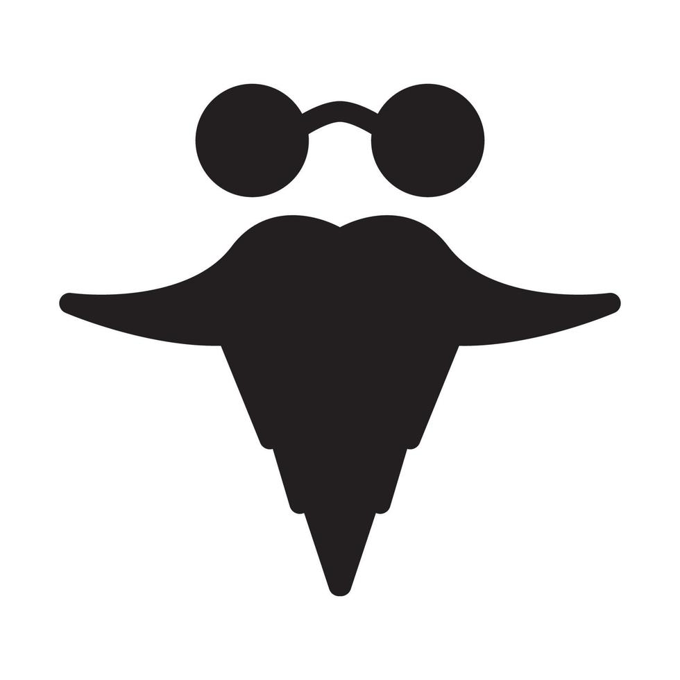 illustrazione del disegno dell'icona del simbolo del vettore del logo dell'uomo della barba nera e dei baffi