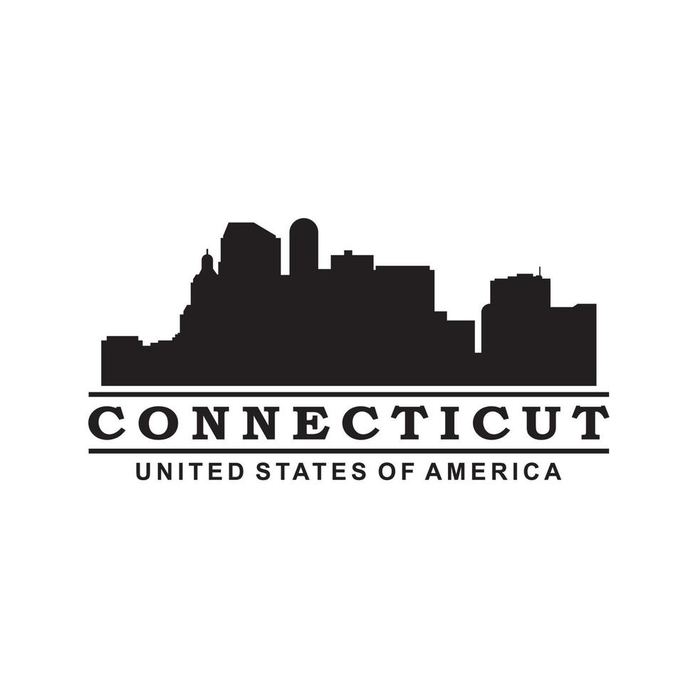 logo di vettore della siluetta dell'orizzonte del Connecticut