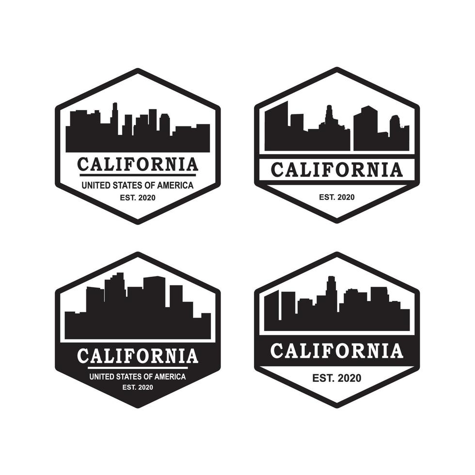 logo di vettore della siluetta dell'orizzonte della california