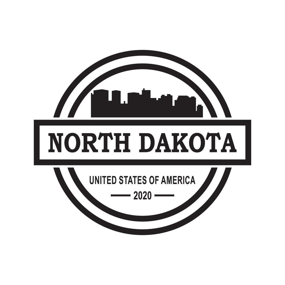 logo di vettore della siluetta dell'orizzonte del nord dakota