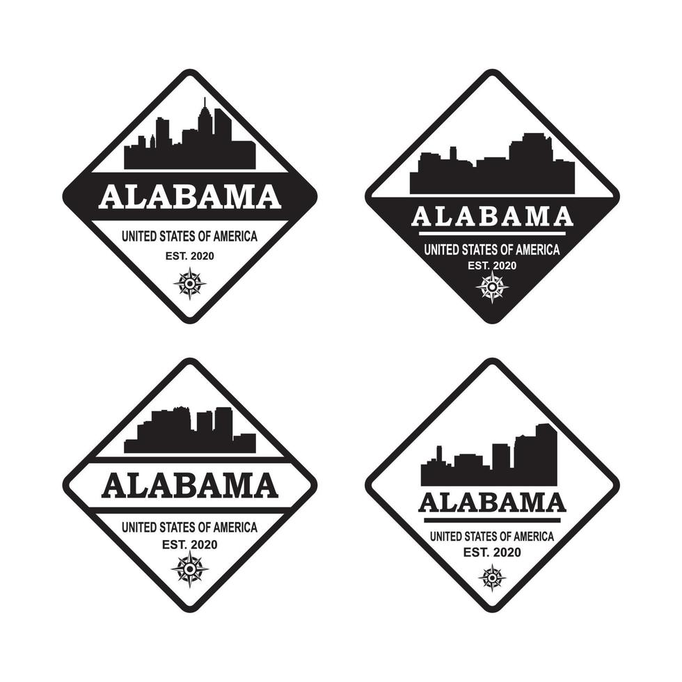 un logo della siluetta dell'orizzonte dell'Alabama vettore