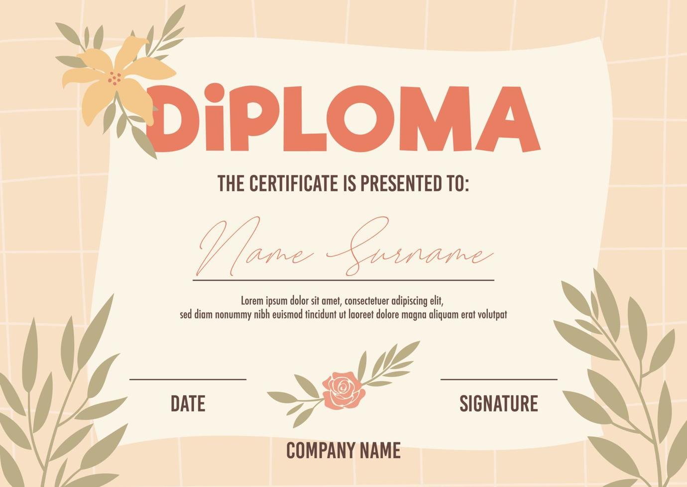 modello di concetto di certificato di diploma vettore
