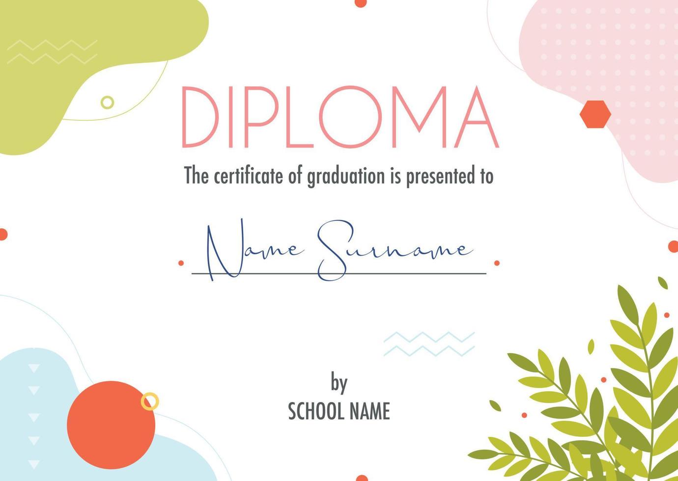 modello di concetto di certificato di diploma vettore