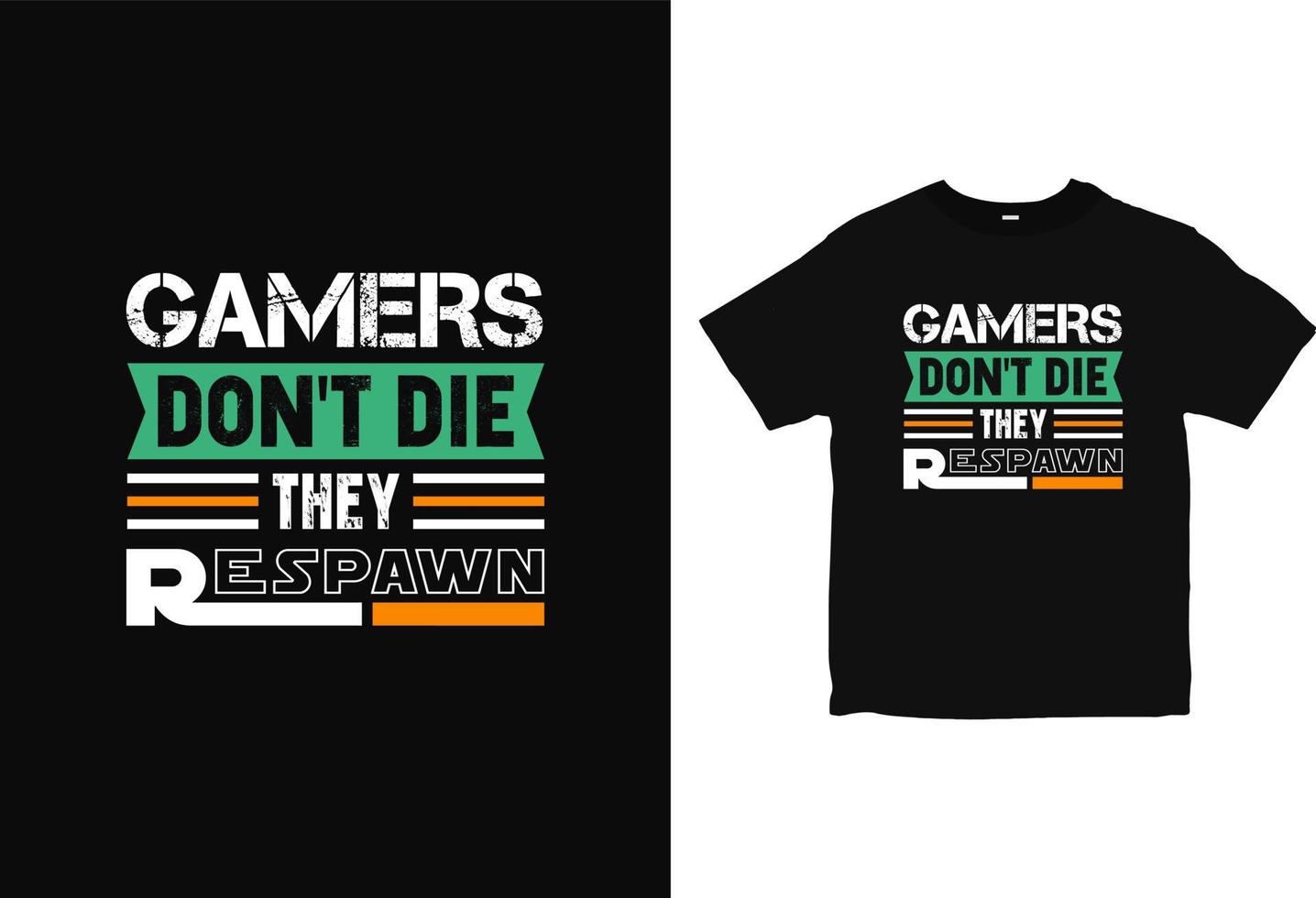 i giocatori non muoiono, respawnano il design della t-shirt. vettore di tipografia di abbigliamento da gioco