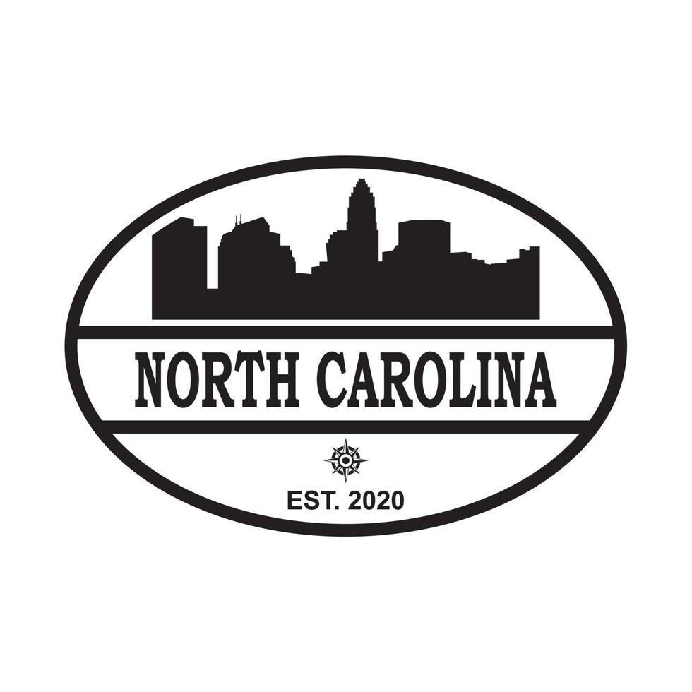 logo di vettore della siluetta dell'orizzonte della Carolina del Nord
